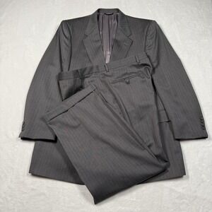 Hart Schaffner Marx Suit Mens 46R 36x29 Gray Pinstripe 2 Piece Trend Famous-Barr